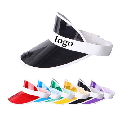 China High grade striped quality bulk sale plastic transparent sun visor hat for sale