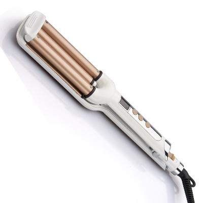 China LED Temperature Display Ceramic Hair Crimper Iron, 3 Barrel Hair Hesitate 0.6 Inch 16mm Professional Hair Curlinng Iron for sale