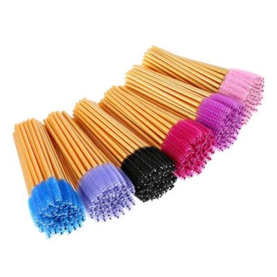 China Beauty Care Makeup Tools Wholesale Gold Color Eyelash Extension Lash Brush Disposable Mascara Wands for sale