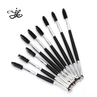 China Eye Make Up Double End Silver Black Master Eye Mascara Eyebrow Wand Spoolie Angled Makeup Brush for sale