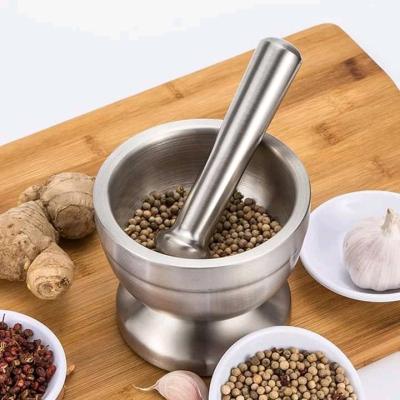 China Kithchen Stainless Steel Mortar and Pestle Set Kitchen Tool for Garlic Press, Powder Grinder for sale