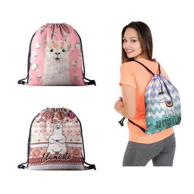 China Travel bag; Beach bag ; Shopping Bag Custom Logo Polyester Digital Printed Universal Drawstring Bag for sale