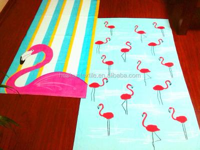 China 2016 Summer Hot Soft Fashion Wholesale Flamingo Beach Design Digital Or Reactive Printed 100%cotton Velor Towel for sale