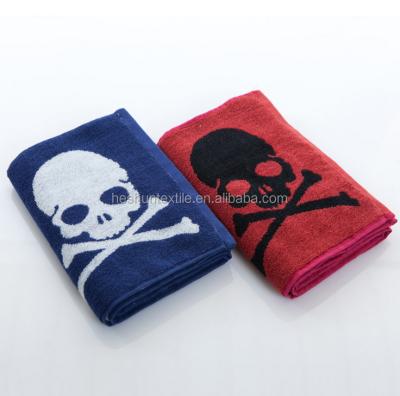 China 100% Cotton Compressed Skull Towel, Gym Supplier China Jacquard Terry Skeleton Sports Towel for sale