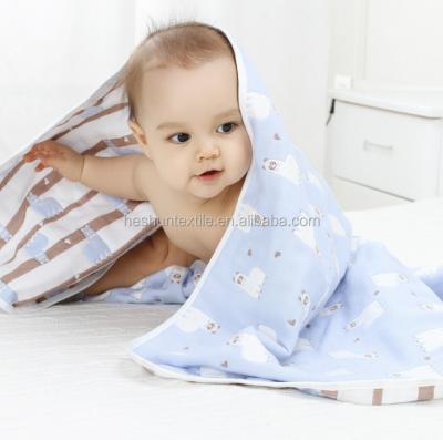 China Tablet Six Layer Infant 100% Cotton Jacquard Gauze Baby Bath Towel Blankets for sale