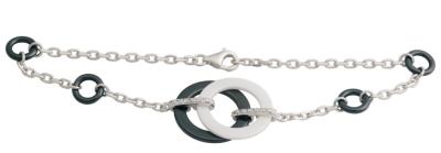 China Black And White Circle Ceramic Silver Bracelet For Girl , Ultra Resistant CSB0791 for sale