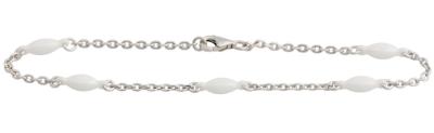 China Small Marquise White Ceramic Silver Bracelet With Sterling Silver , 19cm CSB0871 for sale