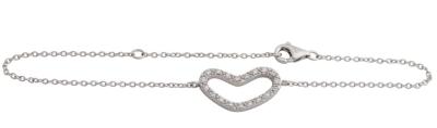 China Women ’s 925 Sterling Silver Bracelets With Heart , Cubic Zircon 19cm For Party IB1034 for sale