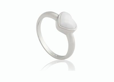 China Anniversary 925 Silver Ring With White Heart Ceramic For Women , CSR0768 for sale