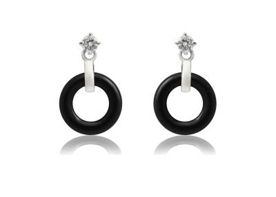 Chine Le noir en céramique argenté de boucles d'oreille de cercle pour le festival, rhodium a plaqué la boucle d'oreille argentée CSE0398 à vendre