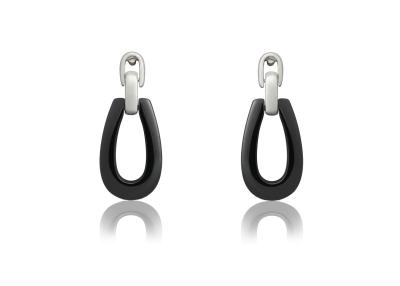 Chine Femmes noires/boucles d'oreille en céramique blanches avec les bijoux de l'argent 925 sterling, CSE0355 sans plomb à vendre