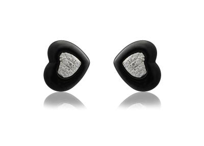 China Black Heart Stud Ceramic Earrings With White Zircon For Women , CZ Stud Earrings CSE0843 for sale