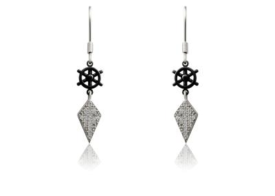 Chine Boucles d'oreille en céramique argentées de gouvernail de direction avec le Zircon pour la partie, boucles d'oreille argentées CSE0627 de baisse à vendre