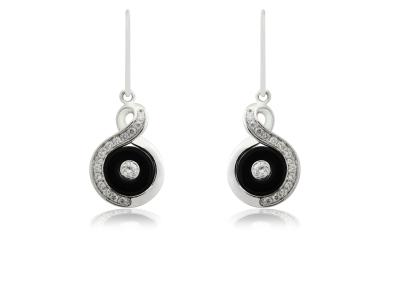 Chine La boucle d'oreille blanche d'argent de Zircon de partie avec le cercle noir en céramique, nickellent CSE0295 libre à vendre