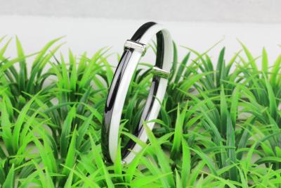 China Black And White Ceramic Bangle With Silver For Ladies , 925 Sterling Silver CSB0252 for sale