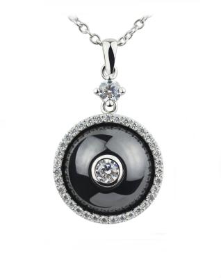 Chine Collier argenté plaqué par rhodium en céramique noir de femme pour l'anniversaire, CSP0613-3 sans plomb à vendre