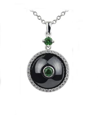 China Lead Free Black Ceramic Silver Necklace For Male / Female , Silver Ball Necklace CSP0613-5 for sale