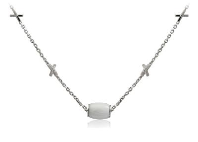 Chine Collier argenté en céramique d'homme/femme avec la perle en céramique pour l'engagement, CSN0550 à vendre