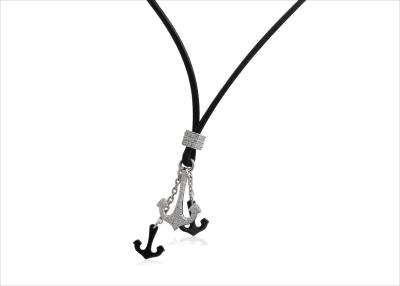 China Anchor Black Ceramic 925 Silver Necklace For Women , 45cm Lenghth CSN0698 for sale