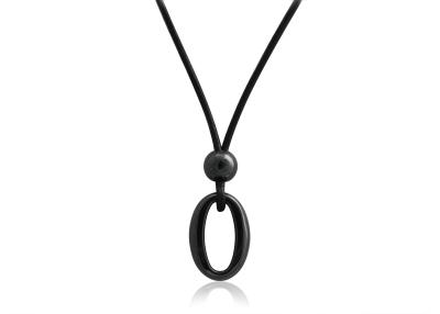 Chine Le collier en cuir en céramique noir ovale unisexe avec la perle en céramique, rhodium a plaqué CSN0686 à vendre