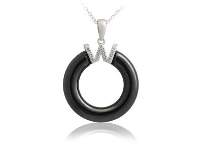 Chine Pendants en céramique W d'argent noir de cercle avec le zircon blanc, 925 CSP0455 argentés à vendre