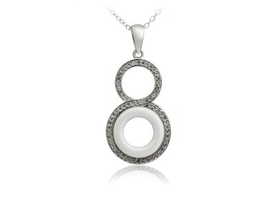 China Colgantes de cerámica de plata blancos unisex con la circona cúbica blanca, “ocho” CSP0583 en venta