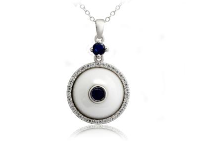 China Colgantes de cerámica de plata blancos azules de la CZ para la joyería del collar, CSP0613-2 sin plomo en venta