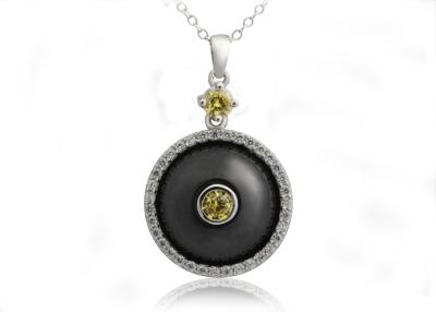 China Black silver Ceramic Pendants With Colour CZ In Rhodium Plated , Model number CSP0613-4 for sale