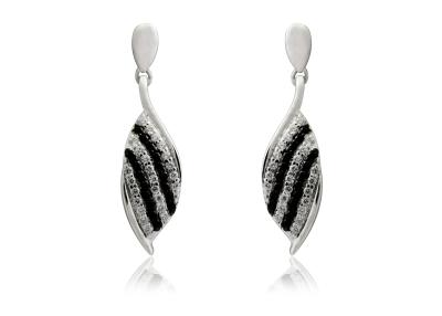 China Lead Free 925 Sterling Silver Earring with Black & White Stripe For Woman , Rho Plating IE1110 for sale