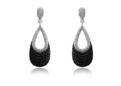 China Big Black Cubic Zirconia Earrings , Micro Pave Silver Jewelry For Women IE1126 for sale