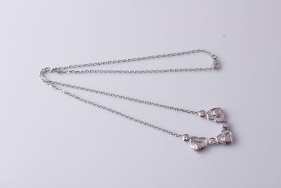 China Ladies 925 Sterling Silver pendant necklace White & Pink Color For Anniversary IN1191 for sale