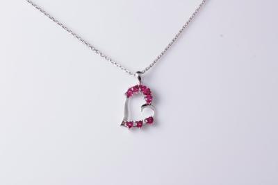 China Customized Ladies 925 Sterling Silver Necklace With Red Hearts Nickel Free IP1335 for sale