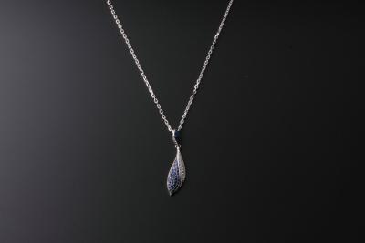 China 925 sterling Silver CZ Necklace with Leaf pendants , Zircon Stones 45cm IP1320 for sale