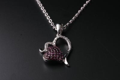 China Engagement Jewelry 925 Sterling Silver CZ Pendant Necklace with white and red stone IP1324 for sale