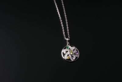 China Promotional Silver Cubic Zirconia Necklace With Color Stone For Lady IP1327 for sale