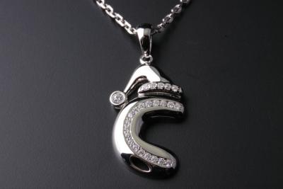 China 925 silver pendant letter C with white CZ , excellent quality in Rho plated , model number IP1350 for sale