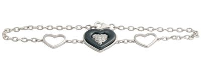 China Ladies 925 Sterling Silver Bracelets With Heart Ceramic Lead Free For Gift , Party CSB0634 for sale