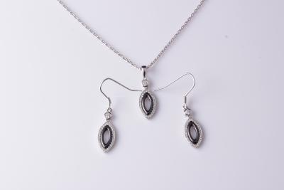 China Black and White Ceramic 925 Sterling Silver Jewelry Sets For Gift , Party CSP0704 CSE0705 for sale