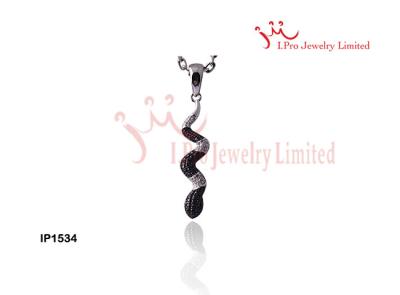 China Rhodium Plated Black And White Snake 925 Sterling Silver Pendant In Pave Set Cubic Zirconia IP1534 for sale