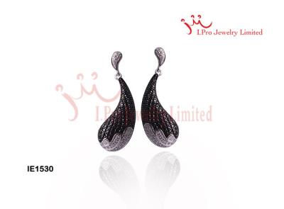 China Mini Black and White Cubic Zircon Tear dropped Silver CZ Earrings Sets Jewelry IE1530 for sale