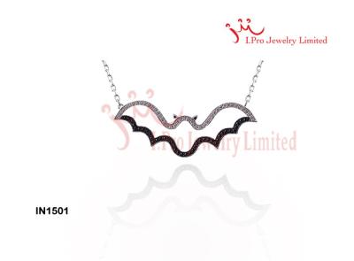 China Black Vampires Bat Animal 925 Sterling Silver Necklace With Long Silver Chains Jewelry for sale