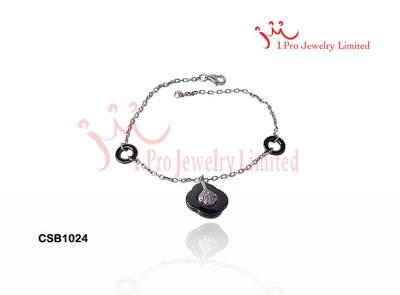 China Ceramic Silver Love Bracelets Set With Cubic Zircon And Small Charms Matched Sets for sale