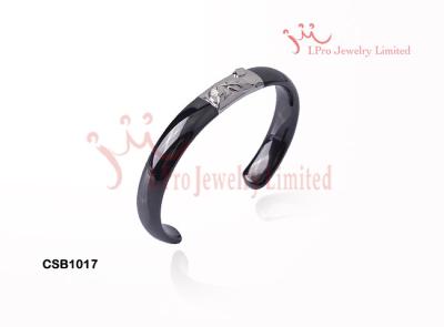 China 52mm Open Flat Fronted With Engraved Flower Leaf Plain Ceramic Silver Bangles Bracelet for sale