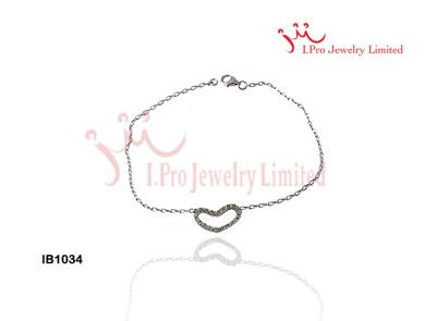 China Ladies 6.5 Inch Customized Cute 925 Sterling Silver Love Bracelets With Chain For Children for sale