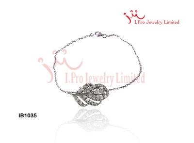 China 7-Inch Peacock Feather Charms 925 Sterling Silver Chain Bracelet In Silver Plated for sale