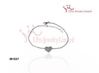 China 6.5 Inch Elegant 925 Sterling Silver Bracelets Bangle Small Heart Love Charm for sale