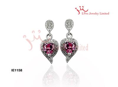 China Plata grande CZ de s de las mujeres la 'tachona los pendientes con la joyería de piedra cúbica blanca y roja para la boda en venta