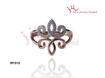 China High Polished Flower Shaped Micro Pave White Zircon Yellow Gold Plated 925 Sterling Silver Ring for sale