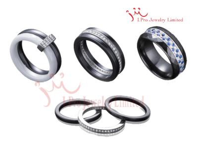 China Custom Micro Pave Sterling Silver Jewelry Sets Cubic Zirconia Bridal Black Ceramic Rings for sale