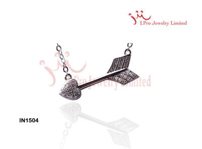 China 925 Sterling Silver Heart And Cupid Arrow Necklace Pendants With Chain For Wedding for sale